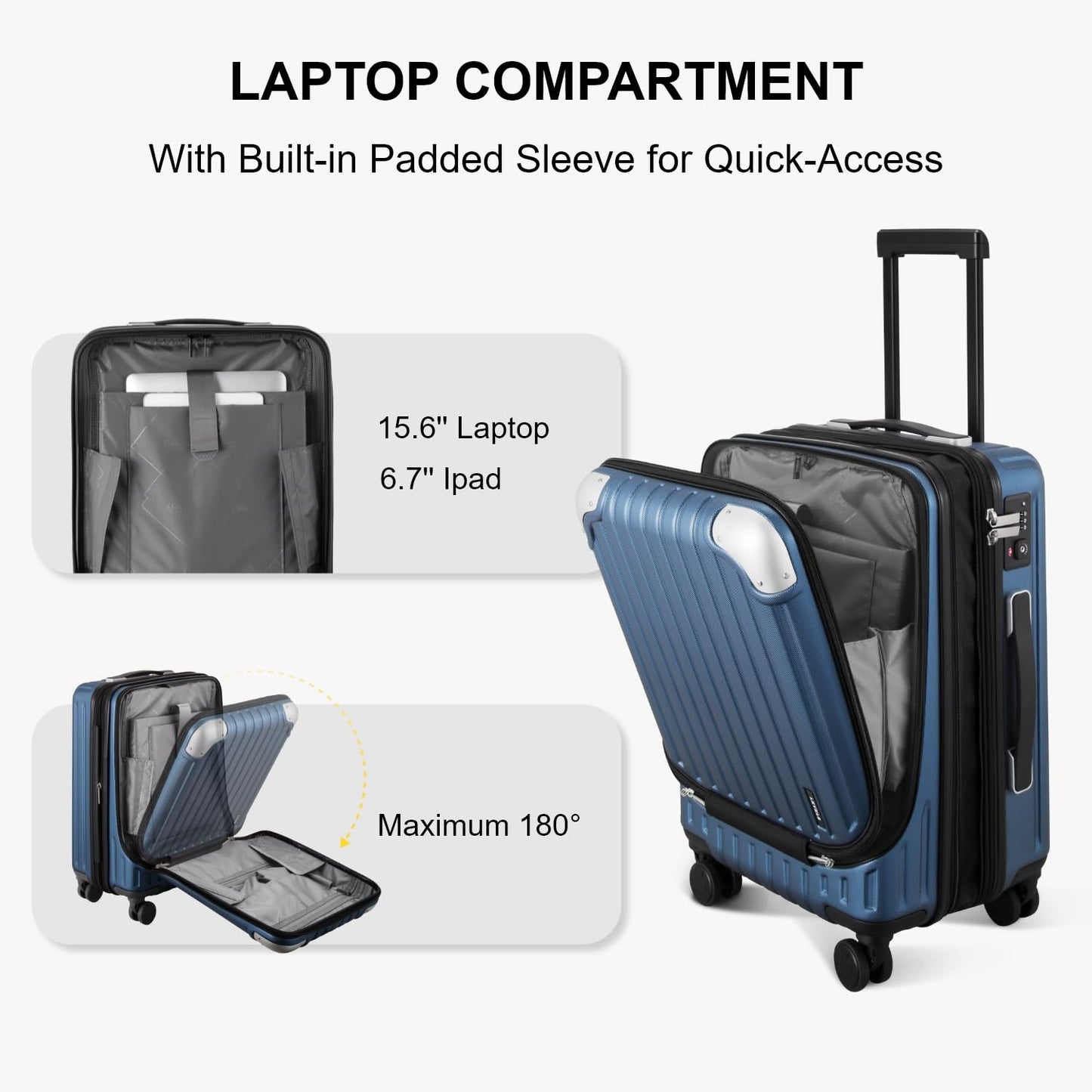 Handgepäck Koffer 55 cm TSA 4 Rollen Blau