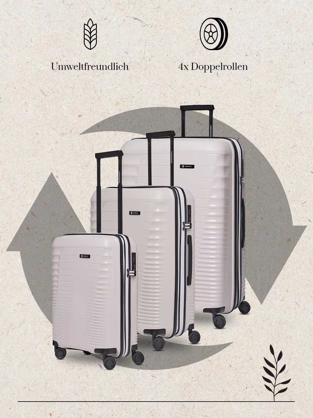 Farmhood Eco Edition Koffer Set 3-teilig TSA